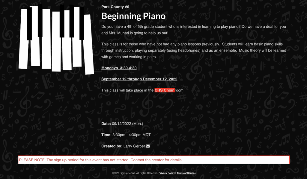 Beginning piano
