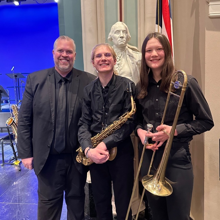 Mr French, Nickoli Kumm, and Hayley Pearson-Horner at the 2023 Wyoming all state jazz concert